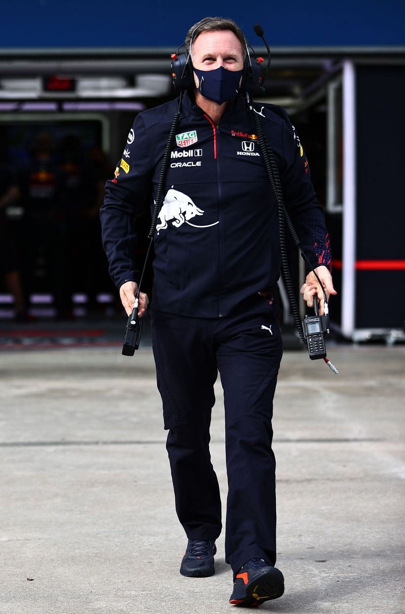 Red Bull Racing Team Principal Christian Horner in the Pitlane during practice ahead of the F1 Grand Prix of Turkey at Intercity Istanbul Park. (Photo by Mark Thompson/Getty Images)