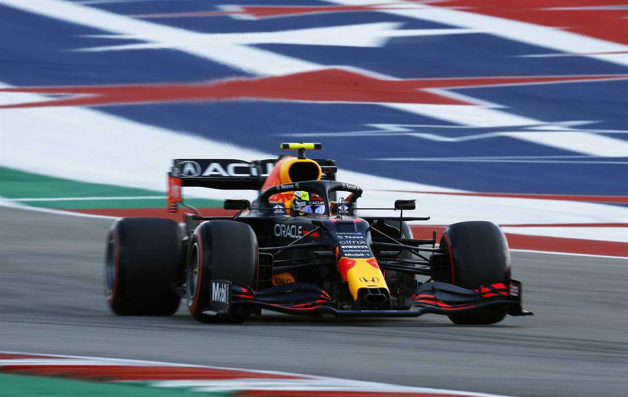 Sergio Perez of Mexico driving during practice ahead of the 2021 USGP in Austin, Texas. (Photo by Jared C. Tilton/Getty Images)