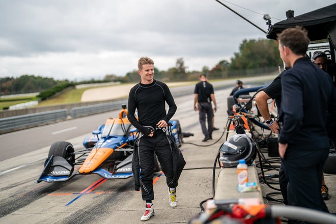 Ex-F1 driver Nico Hulkenberg made his IndyCar debut on Monday in a test in Barber with Arrow McLaren SP.