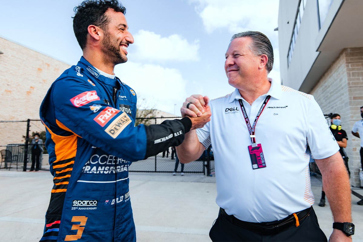 mclaren formula 1 driver daniel ricciardo honey badger 2021 season end usa grand prix texas austin monza lando norris zac brown 