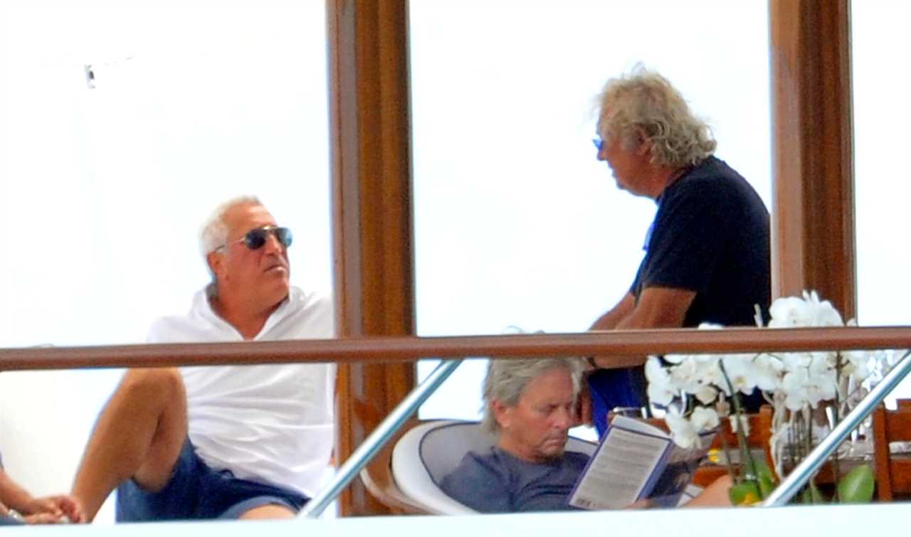 Stroll's buddy Michael Douglas was spotted on board