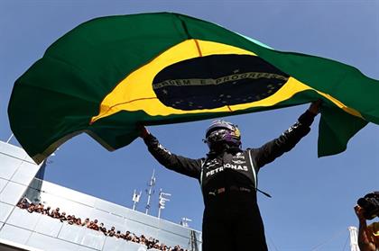 SAO PAULO, BRAZIL - NOVEMBER 14: Race winner Lewis