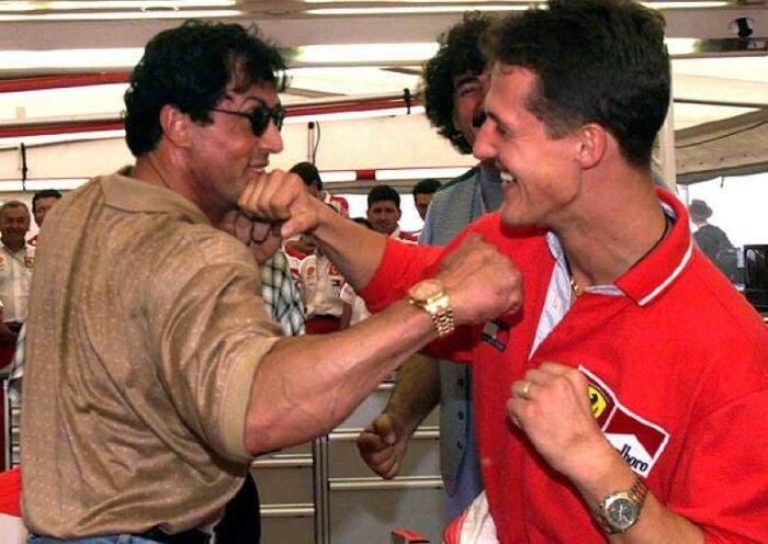 When Michael Schumacher met his doppelganger and Hollywood legend Sylvester Stallone