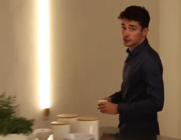 Charles Leclerc in his kitchen