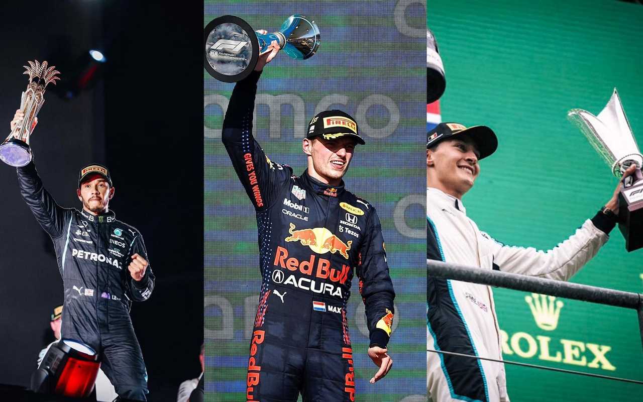 Lewis Hamilton, Max Verstappen, &amp; George Russell (Via Instagram: @lewishamilton @maxverstappen1, Twitter: @GeorgeRussell63)