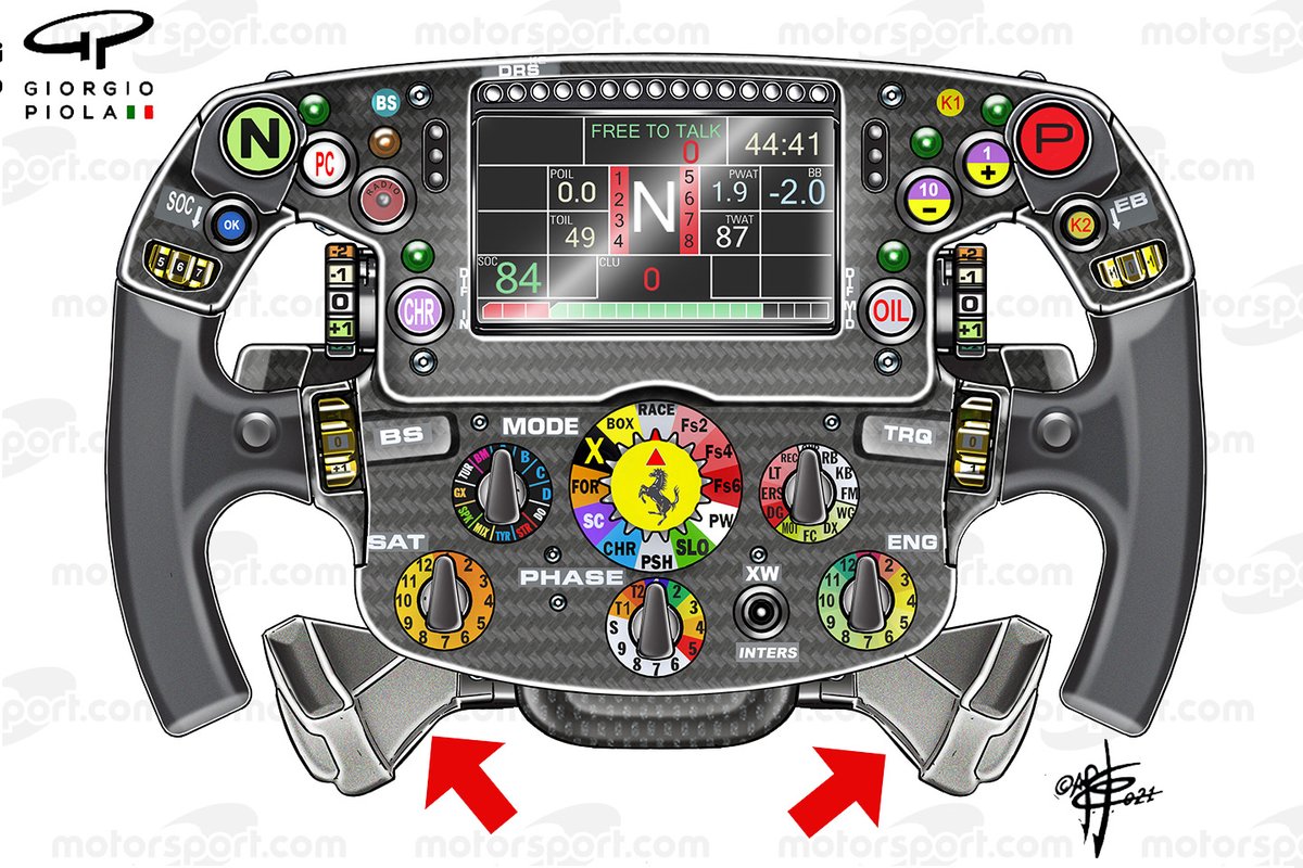 Ferrari SF21 steering wheel detail of Carlos Sainz Jr. 