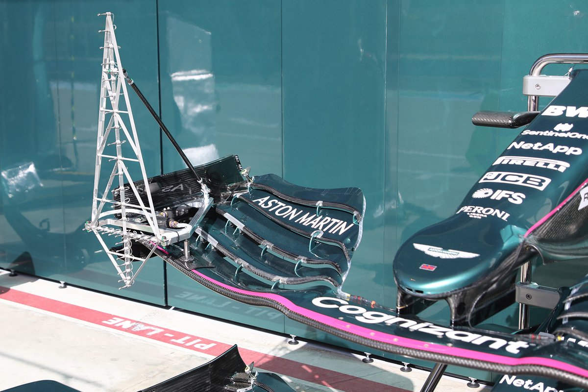 Aston Martin AMR21 front wing detail with sensors 