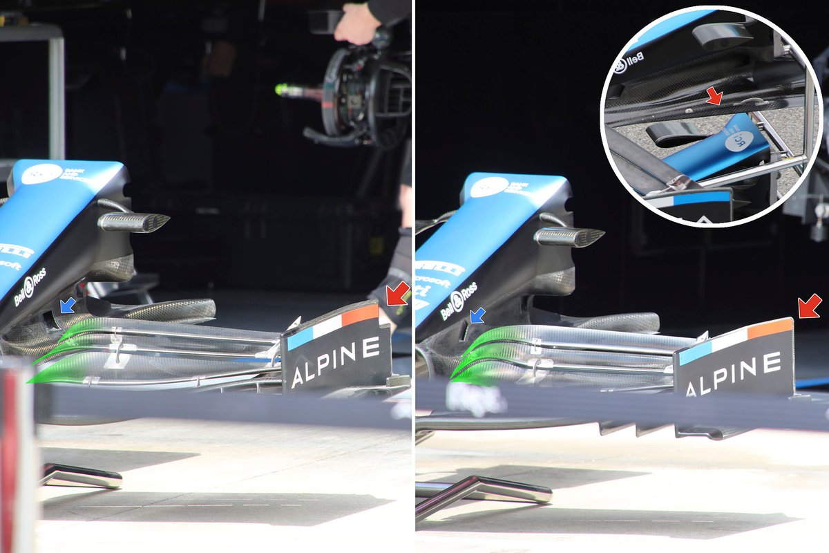 Alpine A521 front wing comparison