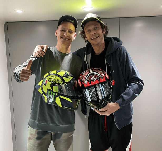 Quartararo poses next to Valentino Rossi