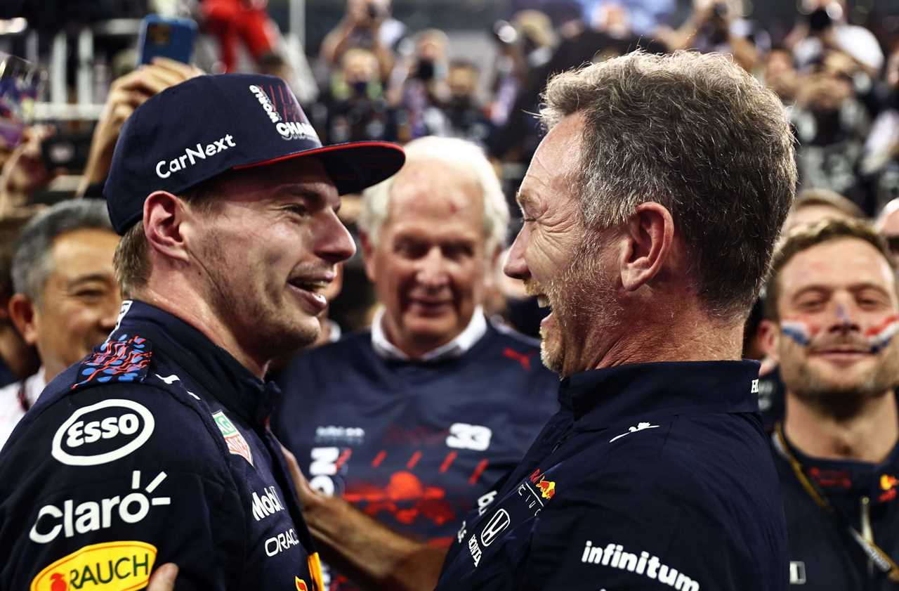 Max Verstappen and Christian Horner at the Abu Dhabi Grand Prix