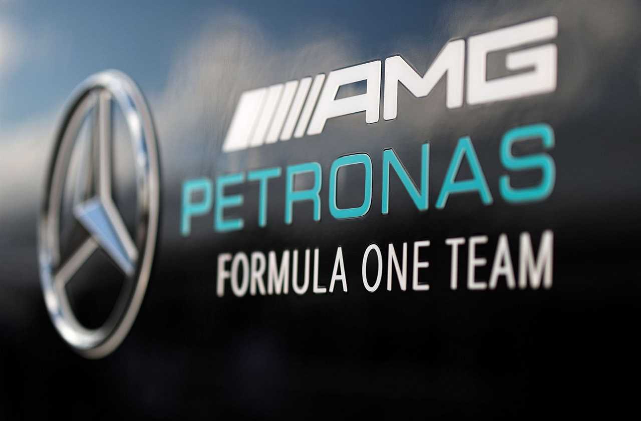 Still of Mercedes AMG Petronas F1's logo (Photo by Chris Graythen/Getty Images)