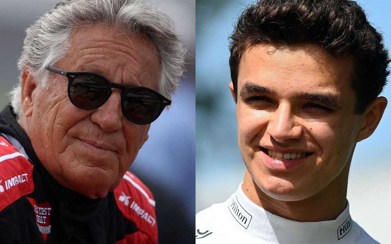 Mario Andretti (left) expects Lando Norris (right) to shine in 2022