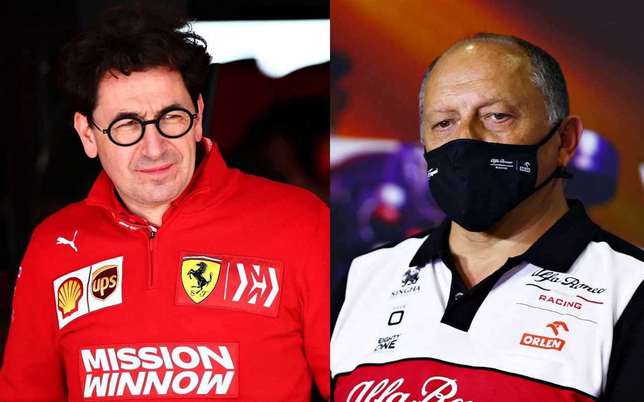 Fred Vasseur (right) had sought closer ties with Ferrari since taking over as Alfa Romeo-Sauber's team principal in 2017