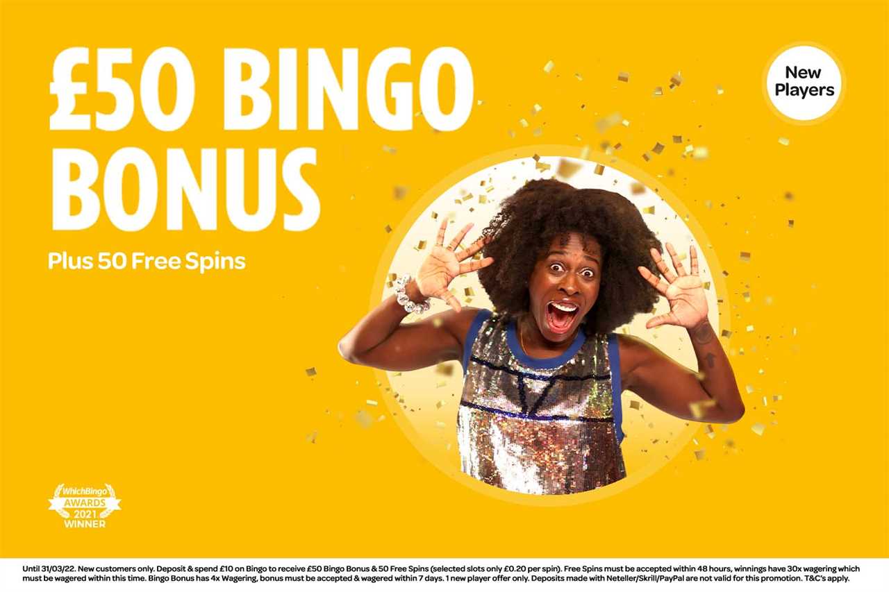 Get a £50 bingo bonus plus 50 free spins when you sign up to Sun Bingo today