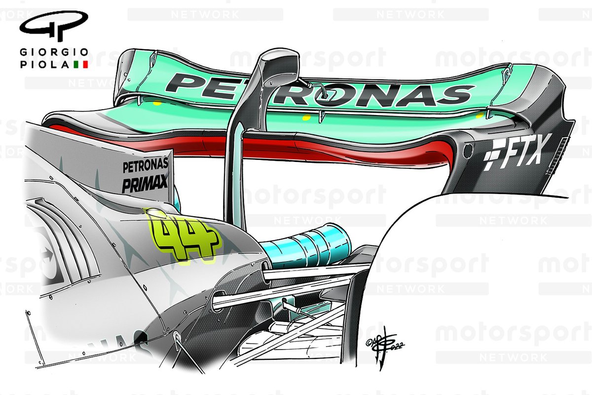 Mercedes W13 rear wing detail