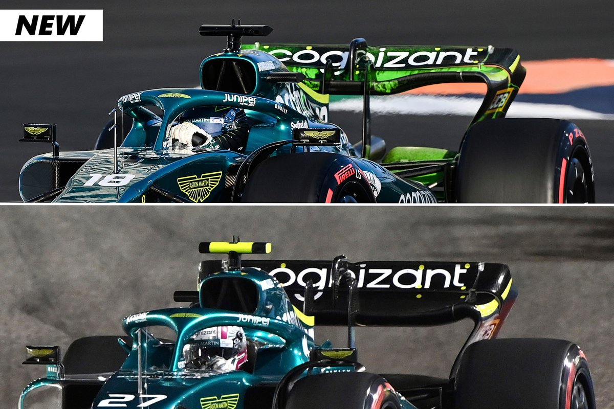 Aston Martin AMR22 rear wing comparison