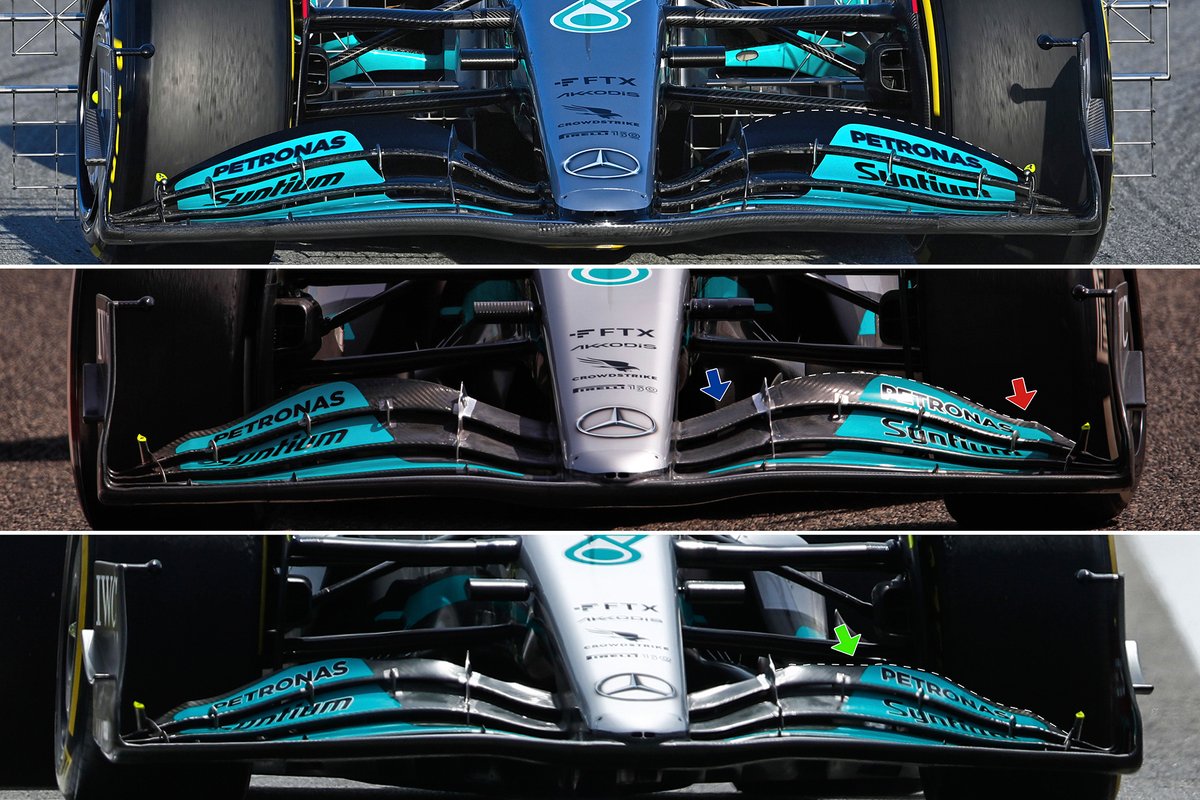 Mercedes W13 front wing comparison