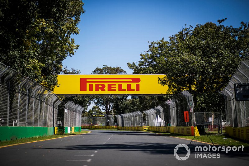 Pirelli branding around the track