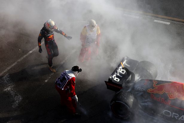 Red Bull's Max Verstappen stopped during the race