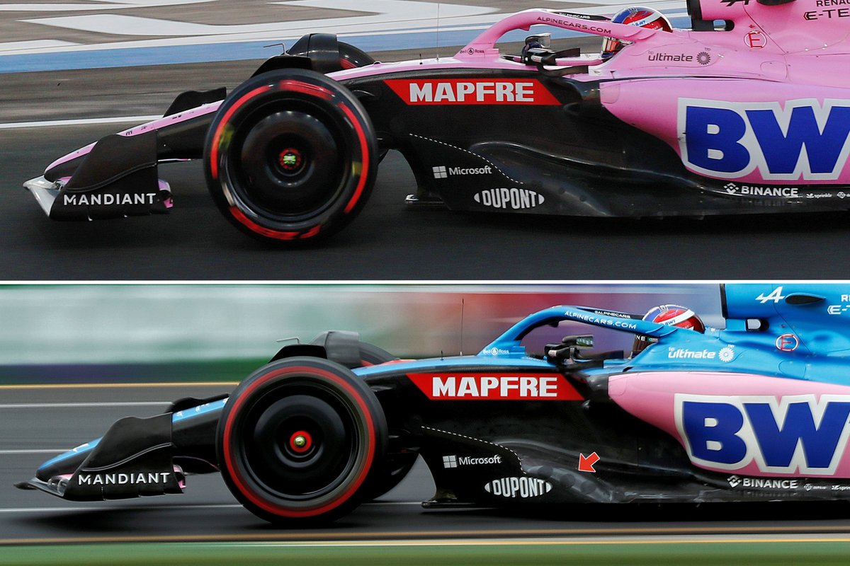 Alpine A522 outer floor straight comparison