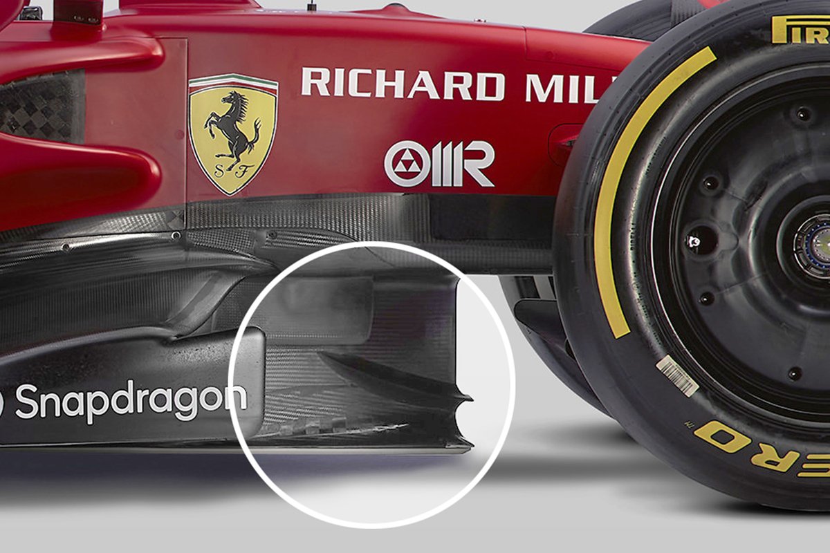 Ferrari splitter detail at the F1-75 launch