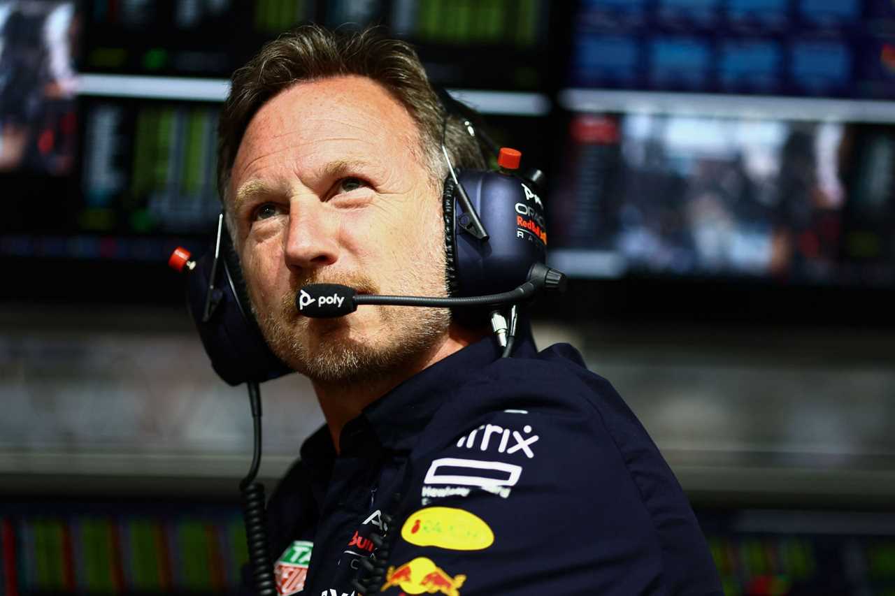 Red Bull F1 team principal Christian Horner looks on from the pit wall during qualifying ahead of the F1 Grand Prix of Saudi Arabia (Photo by Mark Thompson/Getty Images)