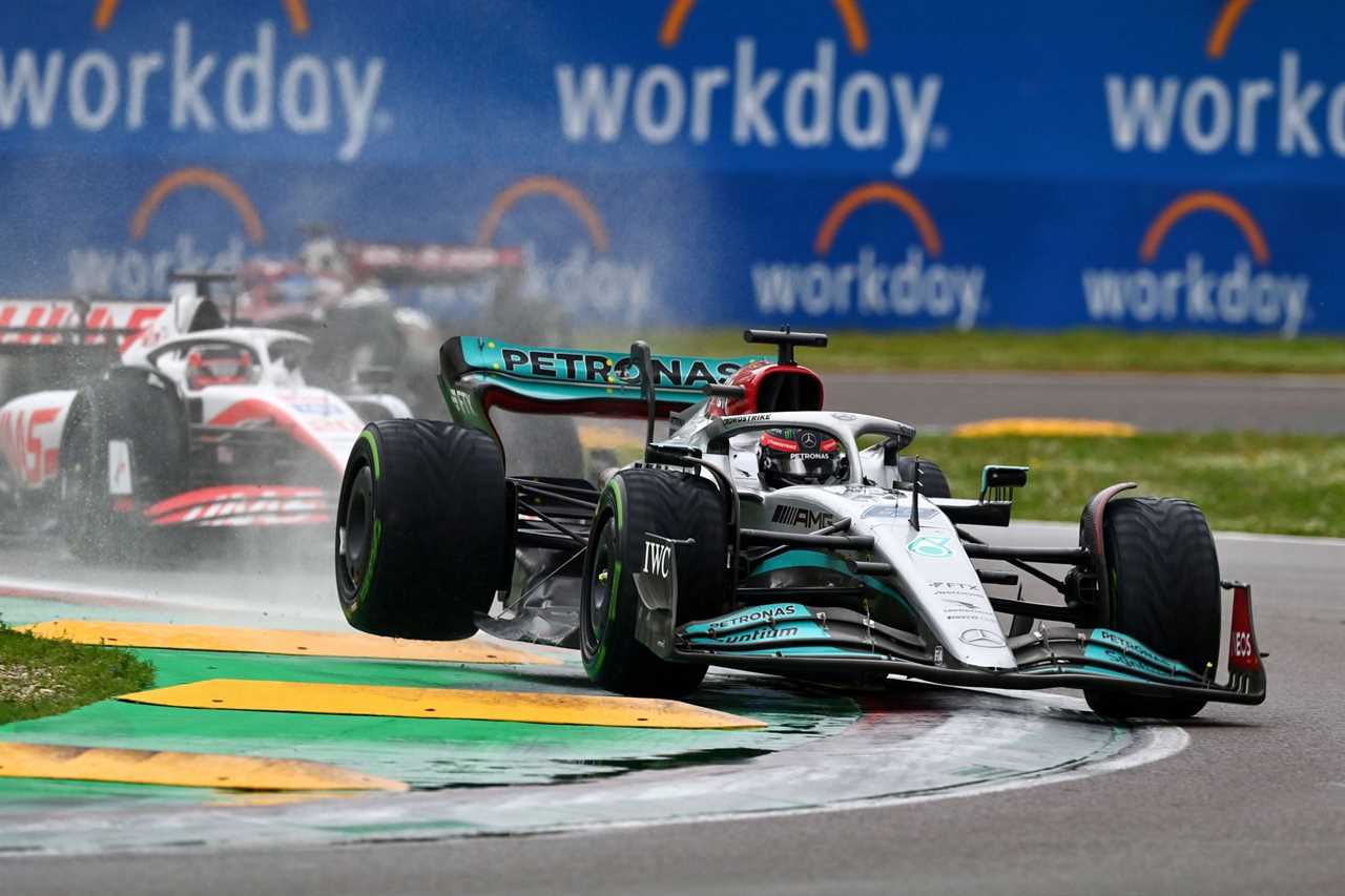 Mercedes driver George Russell in action during the 2022 F1 Imola GP weekend (Photo by Dan Mullan/Getty Images)