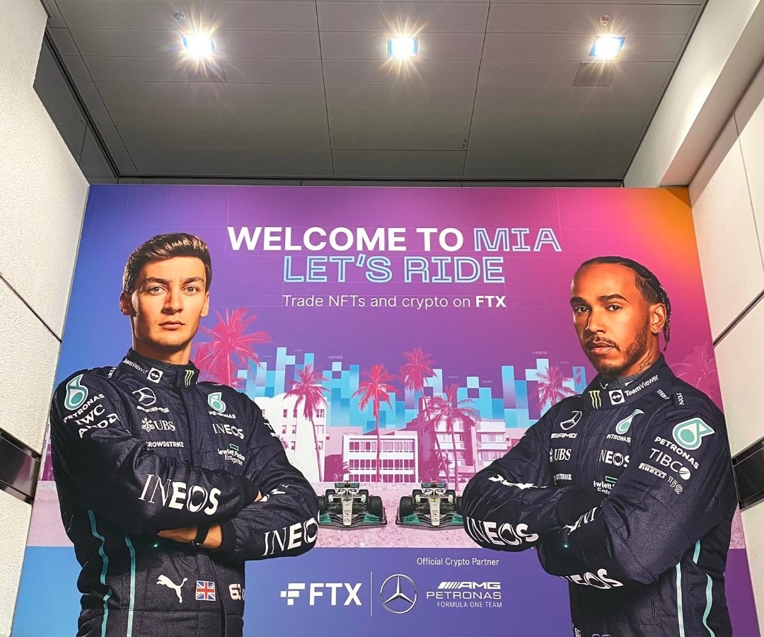 IN PICTURES: Mercedes Duo Lewis Hamilton & George Russell Branded Across Miami Airport Ahead of Grand F1 Event