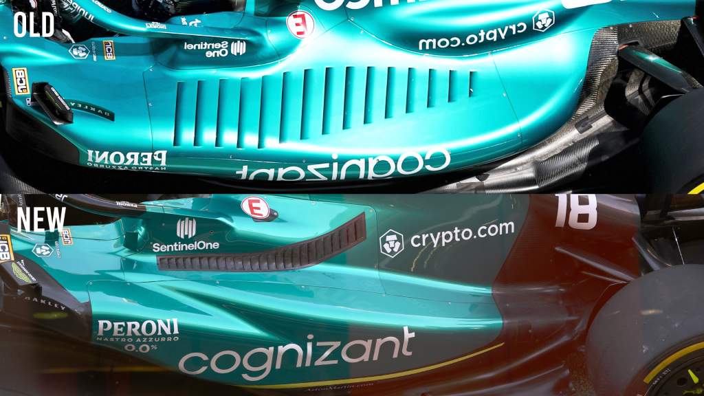 Aston Martin sidepod comparison F1