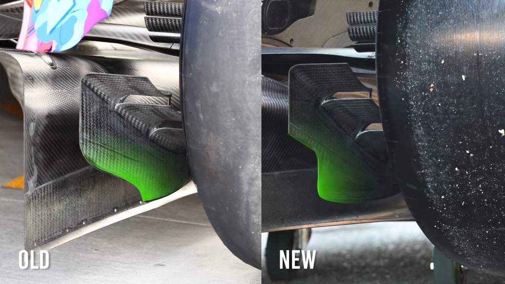 Mercedes F1 rear brake duct comparison