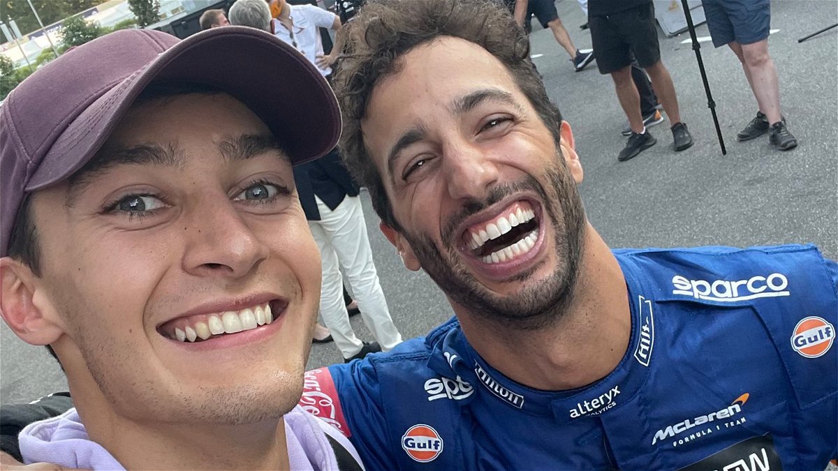 WATCH: Sparks Fly as George Russell & Daniel Ricciardo Cross Paths at the Spanish GP