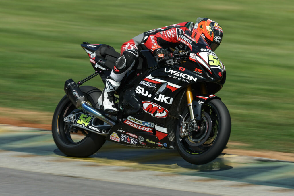 Richie Escalante (54) with another top ten finish aboard his GSX-R1000R. Photo by Brian J. Nelson, courtesy Suzuki Motor USA, LLC.