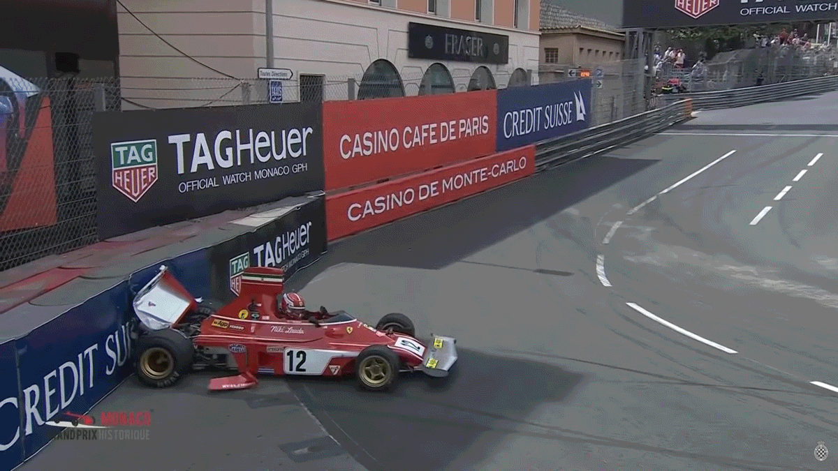 Charles Leclerc Crashes Lauda's 1974 Ferrari F1 Car at Monaco