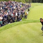 Phil Mickelson on the first tee during LIV's debut.