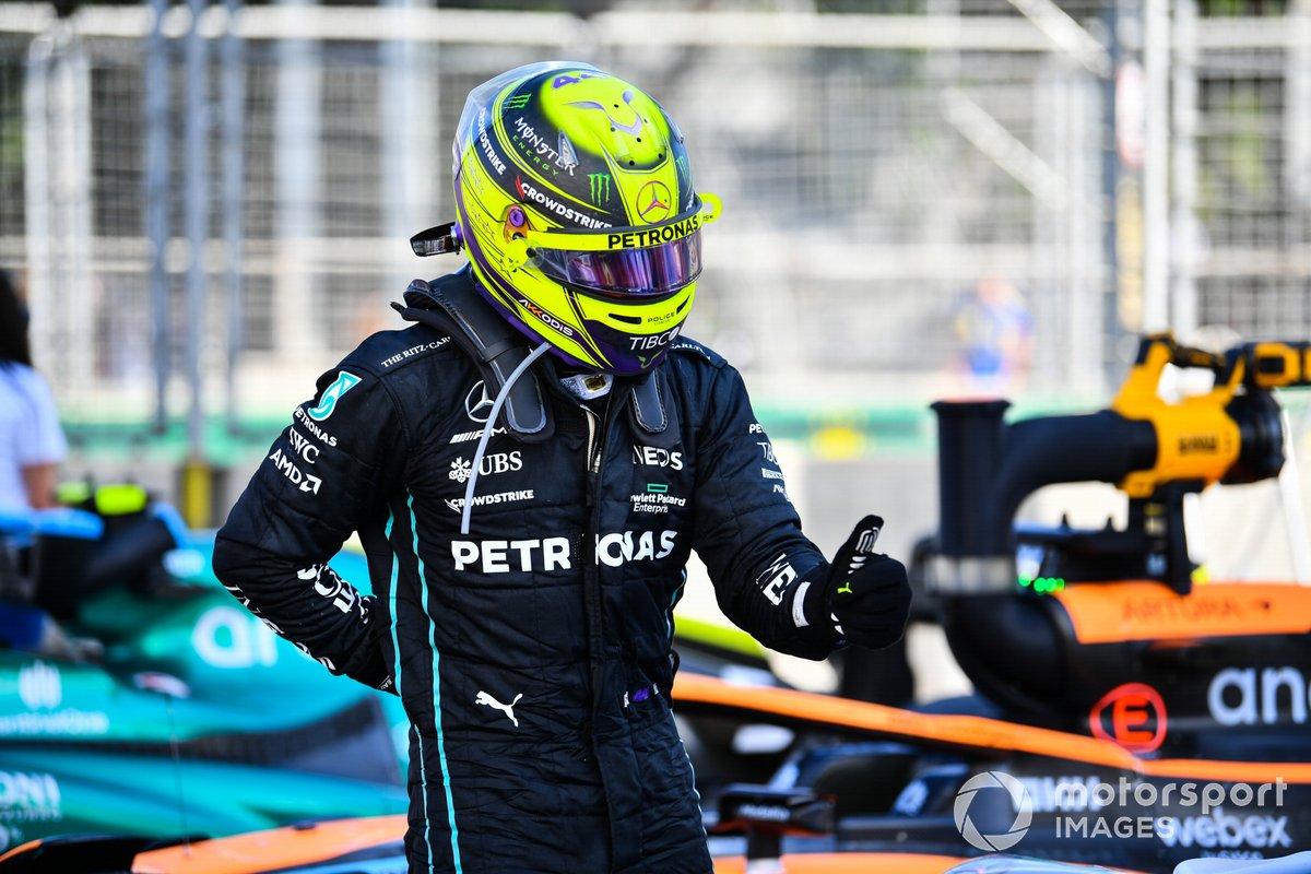 Lewis Hamilton, Mercedes AMG, at Parc Ferme
