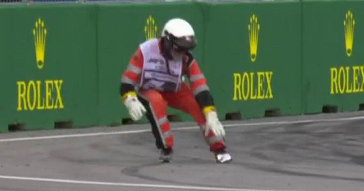 F1 marshall rushes onto track to retrieve drinks can that brought out virtual safety car