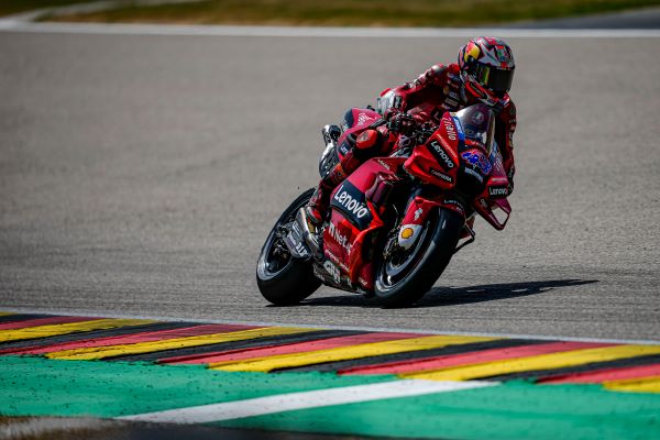 Pecco Bagnaia takes his third pole position of the season in qualifying for the German GP at the Sachsenring.