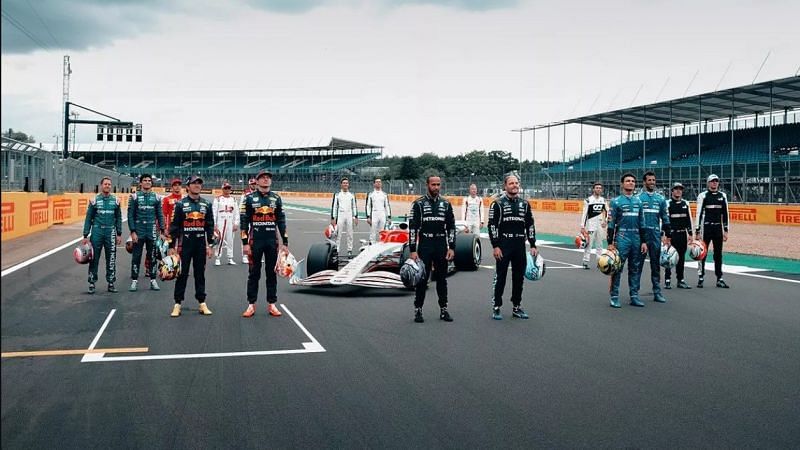 F1 drivers at the 2022 car unveil Image Credits: Liberty Media