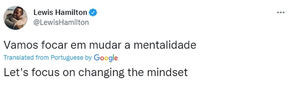 The seven-time world champion has now hit back at Piquet's racist comments, calling for 'action' against the 'archaic mindsets'. He added a message in Portuguese, the Brazilian drivers native language, saying 'let's focus on changing the mindset'