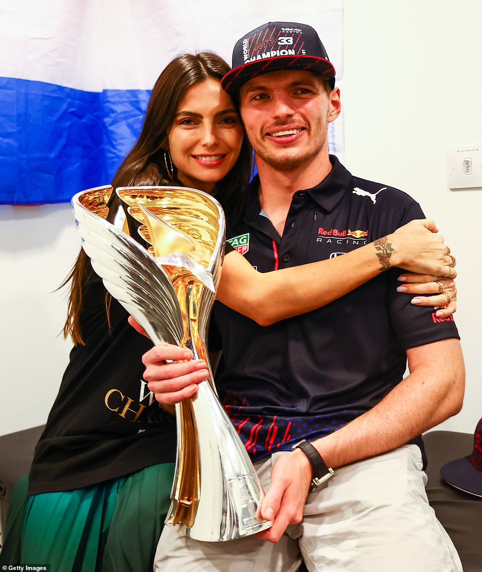 Piquets daughter Kelly, pictured after the Abi Dhabi Grand Prix last year, is dating Dutch driver Max Verstappen. He described the incident as a 'joke' on the podcast, and said that Hamilton had been 'lucky' that Verstappen only crashed