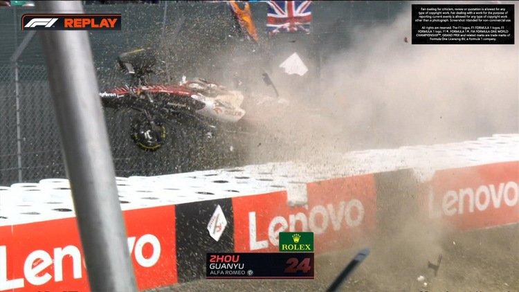 British Grand Prix: Red flagged after scary first lap crash