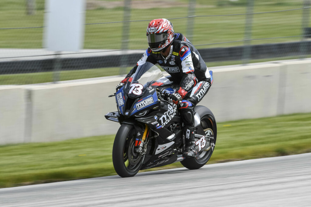 Larry Pegram (73). Photo by Brian J. Nelson, courtesy Tytlers Cycle Racing.