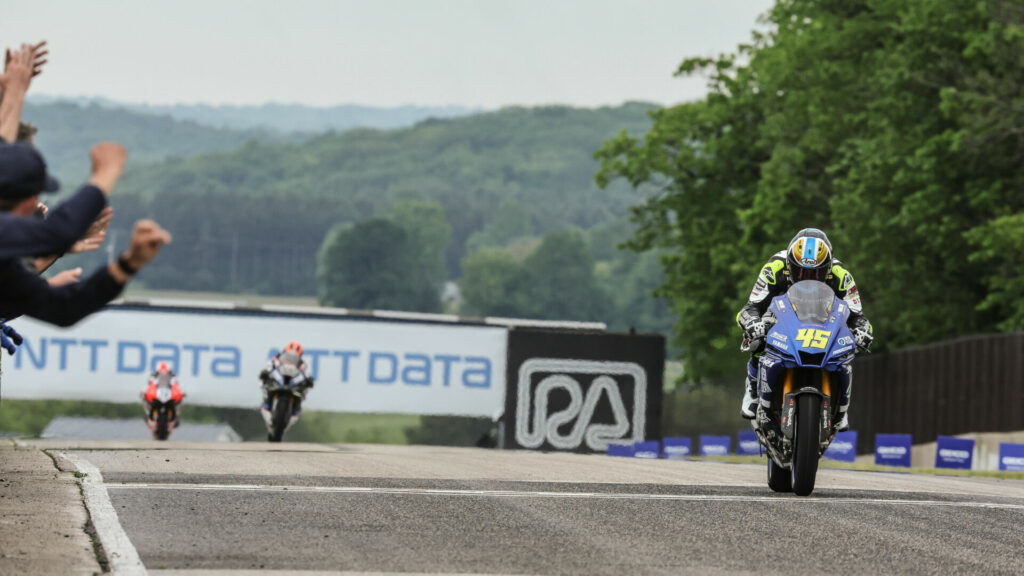 Cameron Petersen (45) won Superbike Race Two at Road America. Photo courtesy Yamaha.