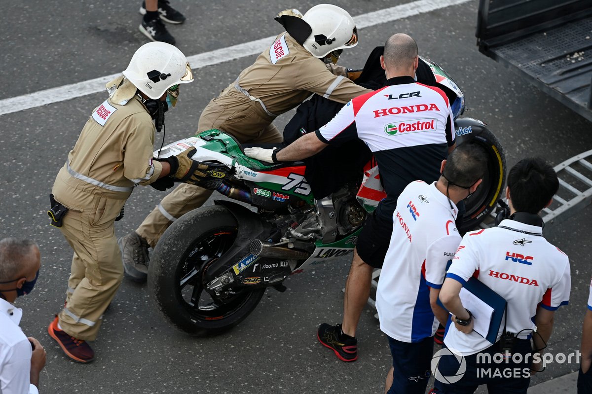 Alex Marquez, Team LCR Honda crashed bike