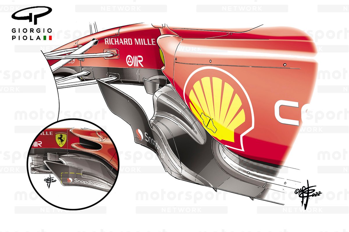 Ferrari F1-75 new floor comparison