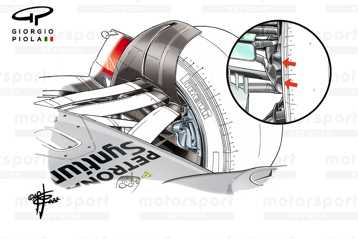 Mercedes W13 front brake duct exit scoop comparison