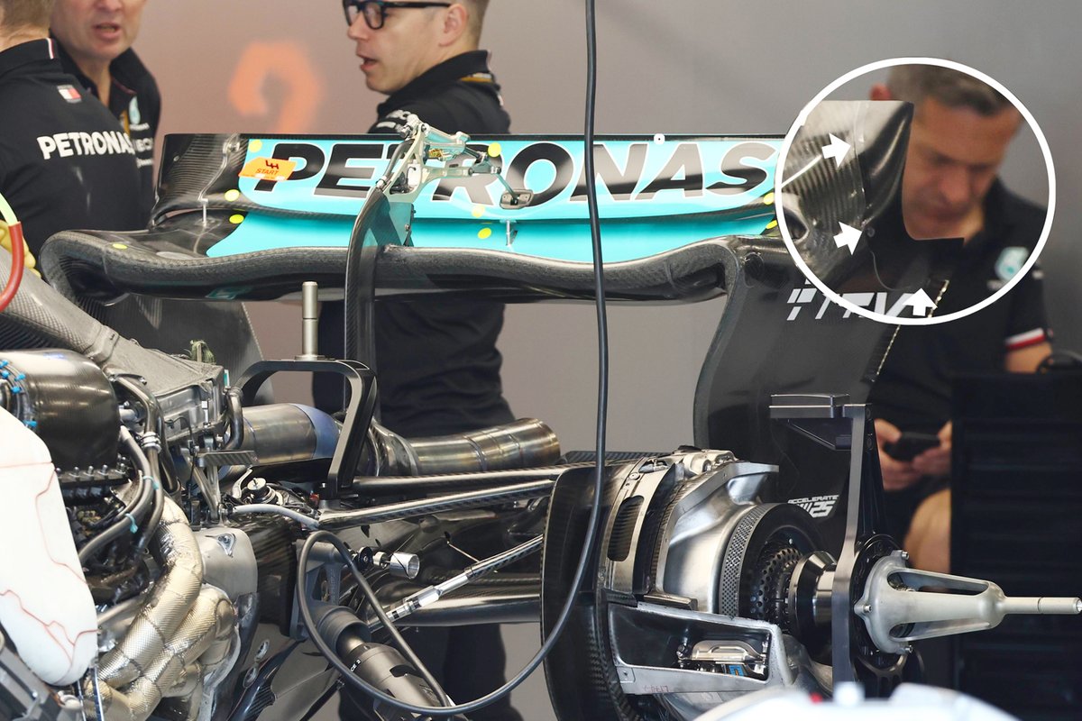 Mercedes W13 rear wing detail