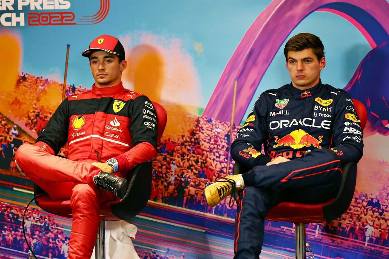 Ferrari driver Charles Leclerc (left) and Red Bull driver Max Verstappen(right) (Photo by Lars Baron/Getty Images)