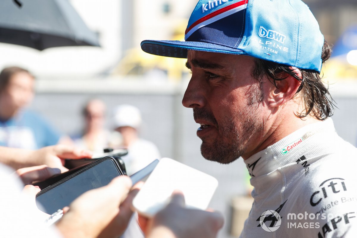 Fernando Alonso, Alpine F1 Team, is interviewed after the race