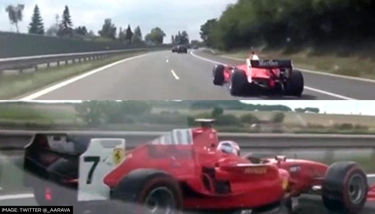 Ferrari driving on highway